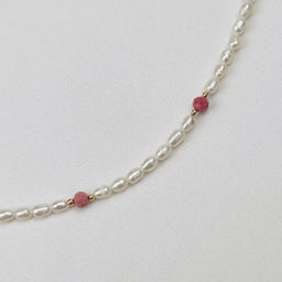 Чокер из Жемчуга и Родонита 38 см +