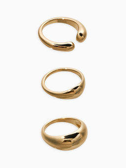 Набор колец 3 шт "Новый стиль" минимализ линий, размер МИКС, цвет золото