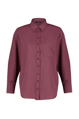 Koyu Bordo Tek Cepli Boyfriend/Genis Kal?p Pamuklu Dokuma Gomlek TWOAW20GO0115