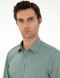 Мятная приталенная рубашка с длинным рукавом - Cacharel фото 2