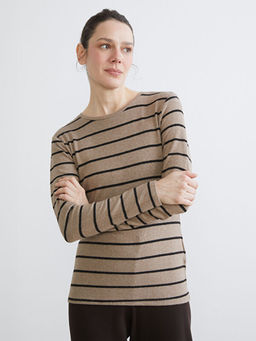 Bisiklet Yaka ?izgili Kad?n Ti??rt