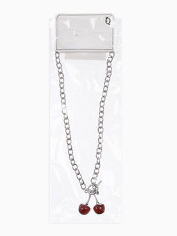 Цена за 2 шт. Кулон-цепь крупная "Вишня", цвет красный в серебре 40+удл