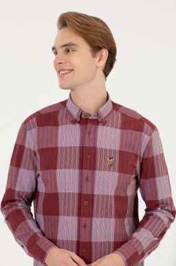 Рубашка мужская U.S. Polo Assn в шотландскую клетку красная  фото 4