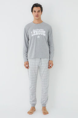 TRENDYOL MAN Gri Regular Fit Ekose Orme Pijama Tak?m? TMNAW25PT00063 - Trendyolmilla фото 3