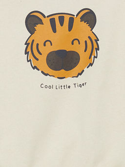 Bisiklet Yaka Uzun Kollu Bask?l? Erkek Bebek Sweatshirt