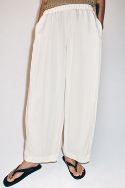 PANTAL?N BARREL FLUIDO ZW COLLECTION / Blanco roto - Zara фото 5