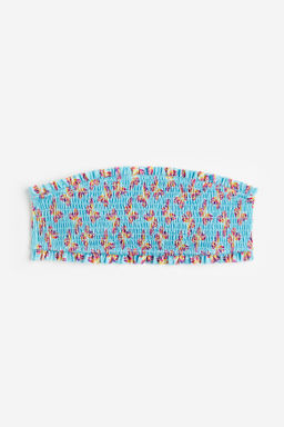Top de bikini nido de abeja con escote bandeau