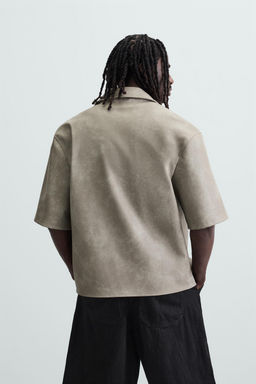LEATHER EFFECT OVERSHIRT - Zara фото 3