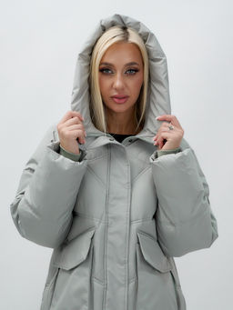 Куртка летучая мышь женская с капюшоном зимняя зеленого цвета 9617Z - Mtforce фото 7