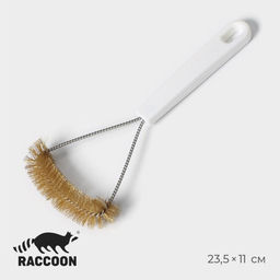 Щётка для чистки посуды и решёток-гриль Raccoon, металлическая щетина, 23.511 см, белая