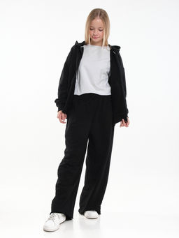 Брюки из футера для девочки с лампасом 22-5697 черный - Mini maxi фото 9