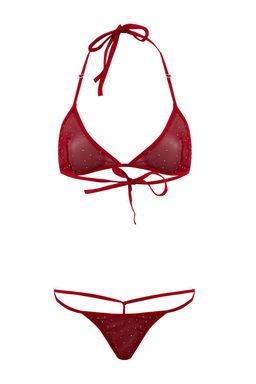 Siyah-K?rm?z? 2li Tul Tasl? Kaps?z Ic Camas?r? Tak?m? THMSS26CC00018 - Trendyolmilla фото 6