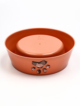 Цена за 2 шт. Миска для кошек "Мур-мяу", 300 мл, 14.5×14.5×4 см, пластик, кирпичная