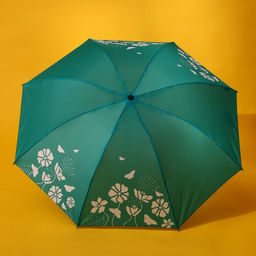 Зонт механический Цветы, 8 спиц, d=95, цвет бирюзовый - Simaland фото 2