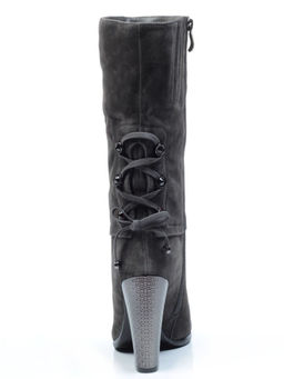 02-YF189-201M DK.GREY Полусапоги зимние женские (натуральная замша, натуральный мех (еврозима))