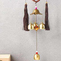 Музыка ветра с ловцом снов Сердце с кисточками, 4 колокольчика, d=10.5 см, длина 40 см