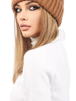 Объемная вязаная шапка бини с отворотом - Pretty mania фото 4