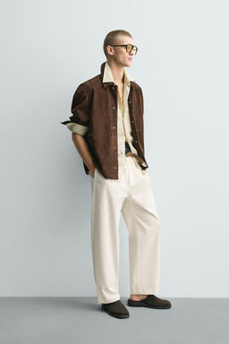 SOBRECAMISA PIEL ANTE BOLSILLOS / Marr?n - Zara фото 4
