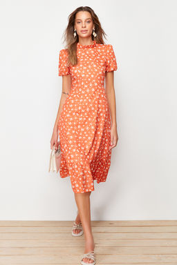 TRENDYOLMILLA Ac?k Mavi Cicekli A Kesim F?rf?rl? Midi Dokuma Elbise TWOSS20EL0894  фото 20