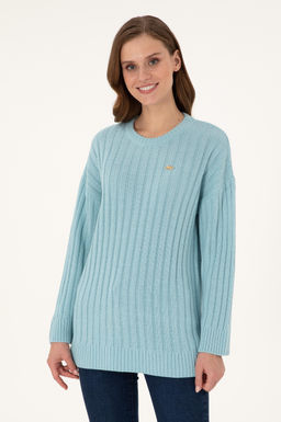 Женский водно-зеленый свитер Неожиданная скидка в корзине