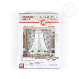Шторы для кухни с подхватом Кракелюр 145*180/Шторы: 2 шт.- 145*180, подхваты: 2 шт. Шторы "АРТ ДИЗАЙН" для кухни