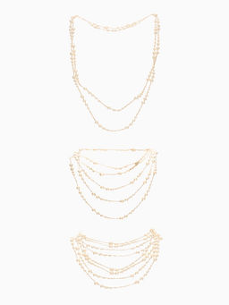 Бусы жемчужные, длинные, d=3.4, 5.6, 8.10, белые в золоте