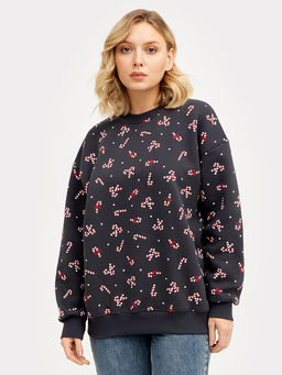 Свитшот женский серый новогодний с принтом конфеты - Mark formelle фото 4