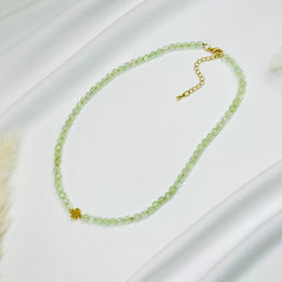 Колье из Пренита со вставкой "Клевер" 43 см +