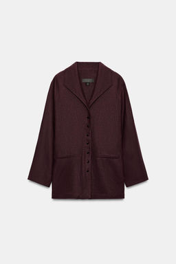 CHAQUETA PLIEGUE ESPALDA CON LINO / Berenjena - Zara фото 4