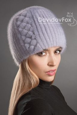 Шапка Сноп норка орнамент сапфир