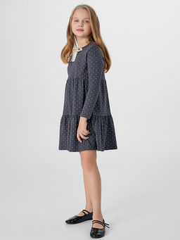 Платье для девочек серое с принтом в горошек - Mark formelle фото 4