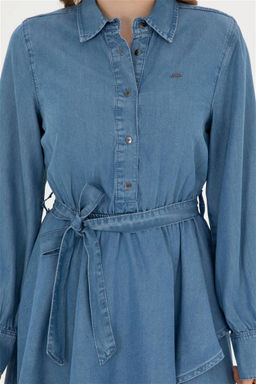 Женское голубое джинсовое платье с воротником-поло Неожиданная скидка в корзине - U.s. polo assn фото 6