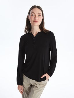 Ka??k Yaka Pul Payetli Uzun Kollu Kad?n Bluz