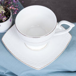 Чайный набор 12 предметов 300 мл на ножке / GA2-12G /уп 8/ костяной фарфор - Галеонтрейд фото 6