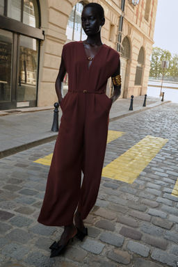 WIDE-LEG JUMPSUIT WITH BELT - Zara фото 8
