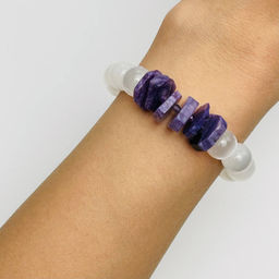 Браслет из Селенита и Чароита 18,5 см