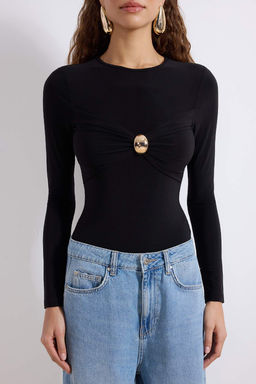 Siyah Aksesuar Detayl? Buzgulu Alttan C?tc?tl? Party Body TPRSS26BD00006