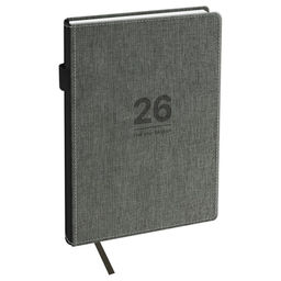 Ежедневник BG 2026г. А5 176л. "Fillsta. Gray" (DdA5_09614) серый, тв.переплет, кожзам