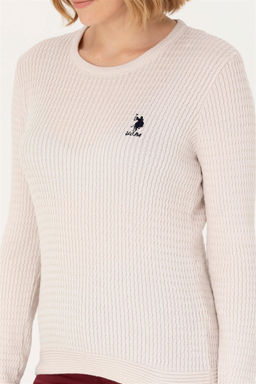 Женский базовый свитер кремового цвета с круглым вырезом - U.s. polo assn фото 13