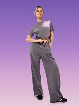 Комплект женский (футболка, брюки) серый с печатью сухой асфальт +печать 192542R