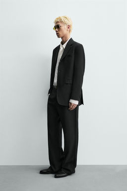 PANTAL?N TRAJE RELAXED FIT VISCOSA - LINO / Negro