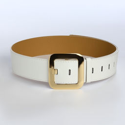 Ремень женский, 110×4.8 см, квадратная пряжка, золотистая, белый