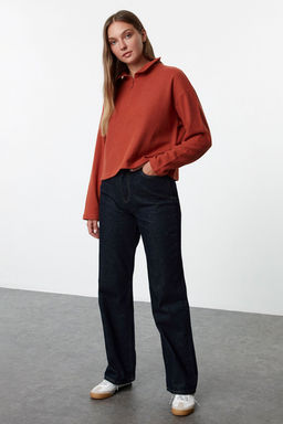 TRENDYOLMILLA Gri Selanik/Triko Gorunumlu Fermuarl? Yaka Regular/Normal Kal?p Orme Sweatshirt TWOAW22SW0732 фото 2