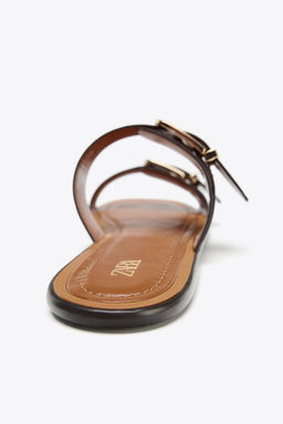 DOUBLE-STRAP BUCKLE FLAT SANDALS - Zara фото 9