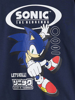 Bisiklet Yaka Sonic Bask?l? Erkek ?ocuk Sweatshirt