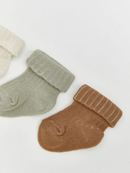 Bask?l? Erkek Bebek Soket ?orap 3l?