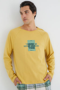 TRENDYOL MAN Sar? Regular Fit Ekose Orme Pijama Tak?m? TMNAW25PT00062 - Trendyolmilla фото 4