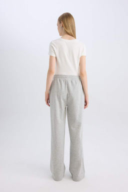 Классные широкие штанины, эластичный пояс, шнуровка, карман, широкие брюки. Базовый однотонный серый низ спортивного костюма. - Defacto фото 7