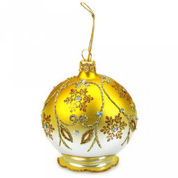 Елочная игрушка шар стеклянная Эхо д7,5см, юбка-колокольчик, ручная художественная роспись, подарочная упаковка (Россия)