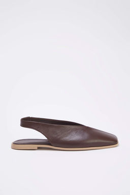 Trendyolmilla Shoes Taba Hakiki Deri Arkas? Ac?k Kare Burun Kad?n Babet TAKSS25BE00018  фото 3